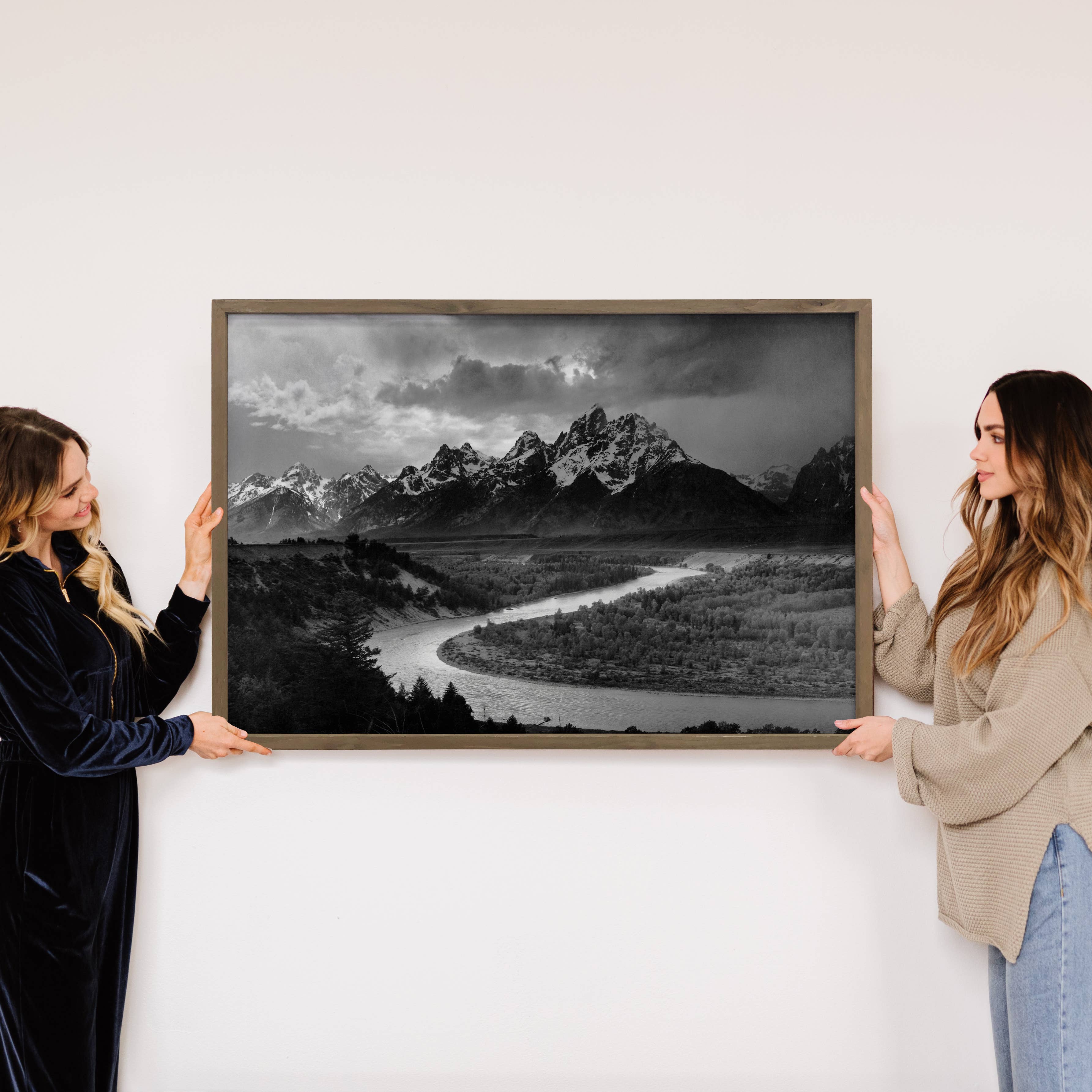 Tetons by Ansel Adams - Framed Nature Photograph Wall Art