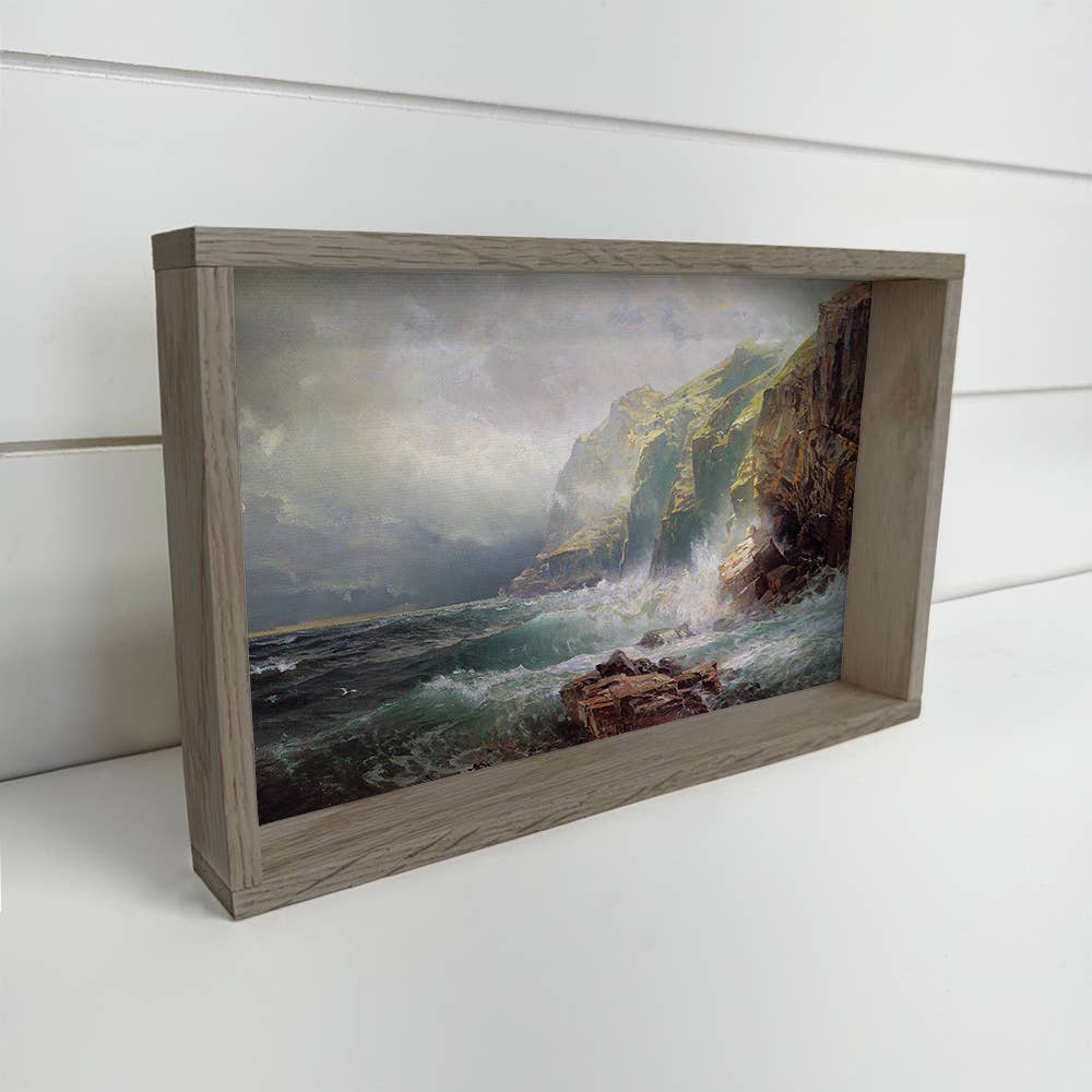 Cornwall England Rocky Coastline - Ocean Canvas Art - Framed