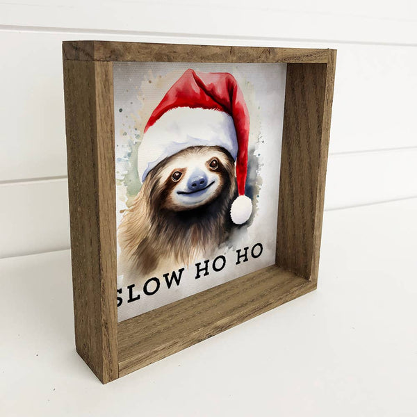 Slow Ho Ho Christmas Sloth - Cute Holiday Animal Canvas Art