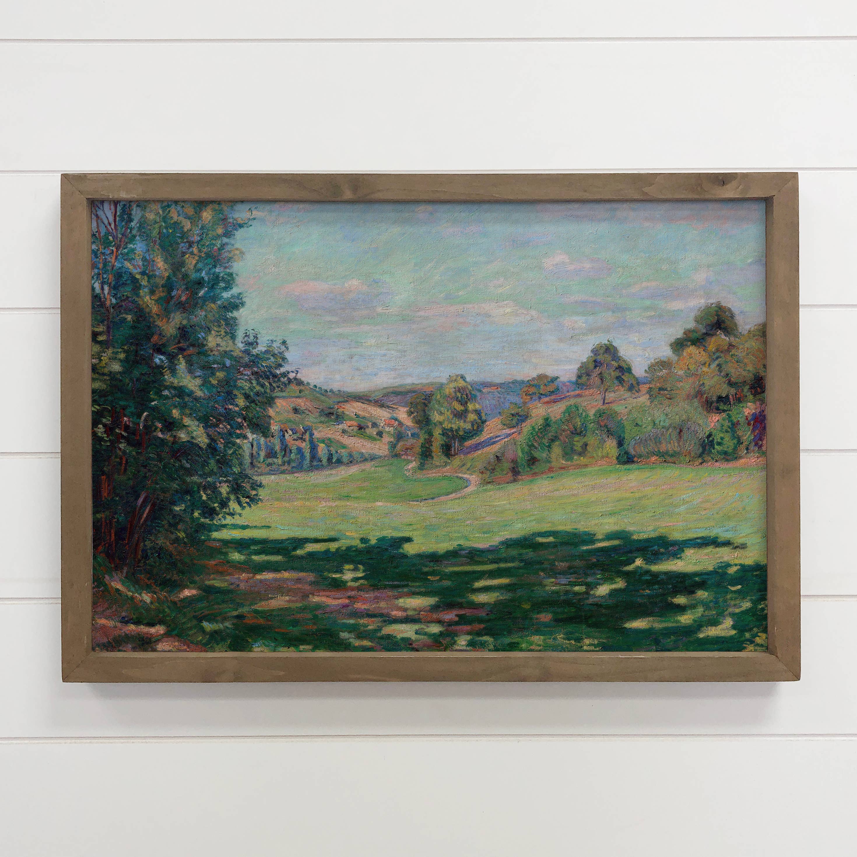 Green Valley View - Valley Landscape Canvas Art - Wood Frame