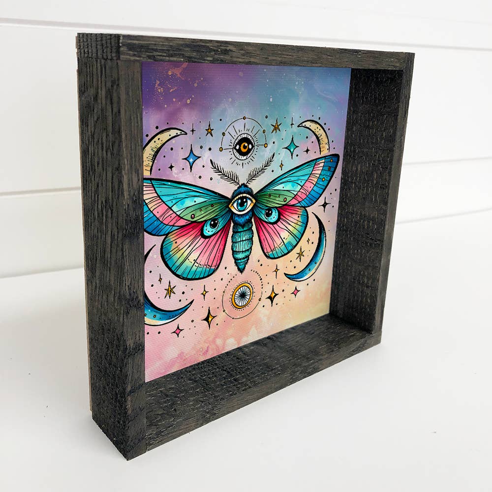 Celestial Moon Butterfly - Butterfly Canvas Art - Wood Frame