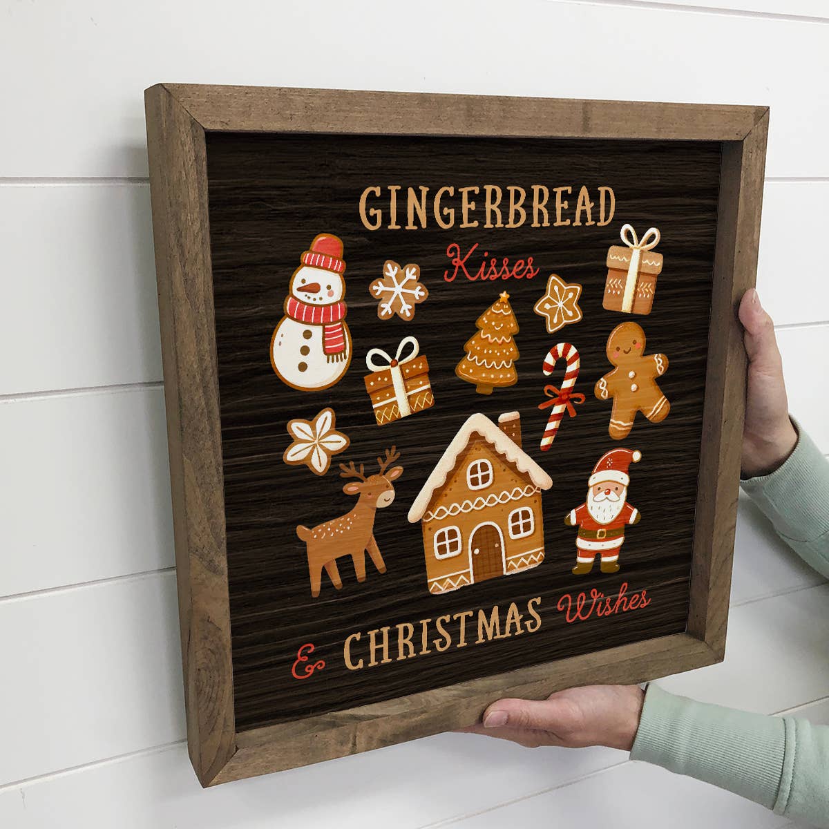 Gingerbread Kisses & Christmas Wishes - Christmas Canvas Art