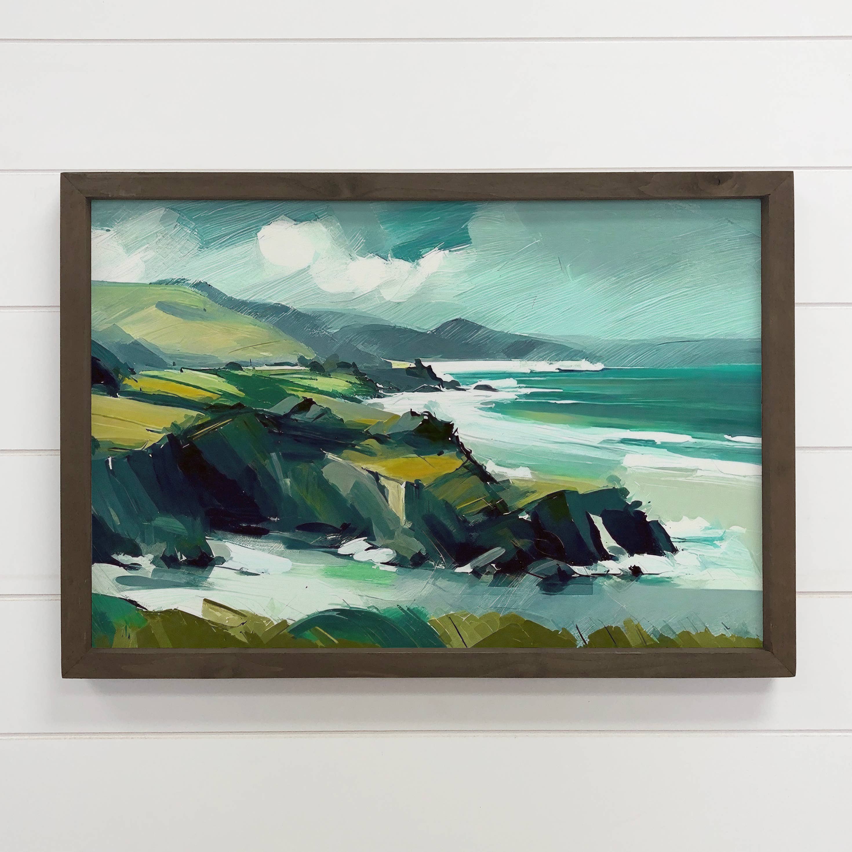 Rocks and Sea - Nature Landscape Canvas Art - Wood Framed