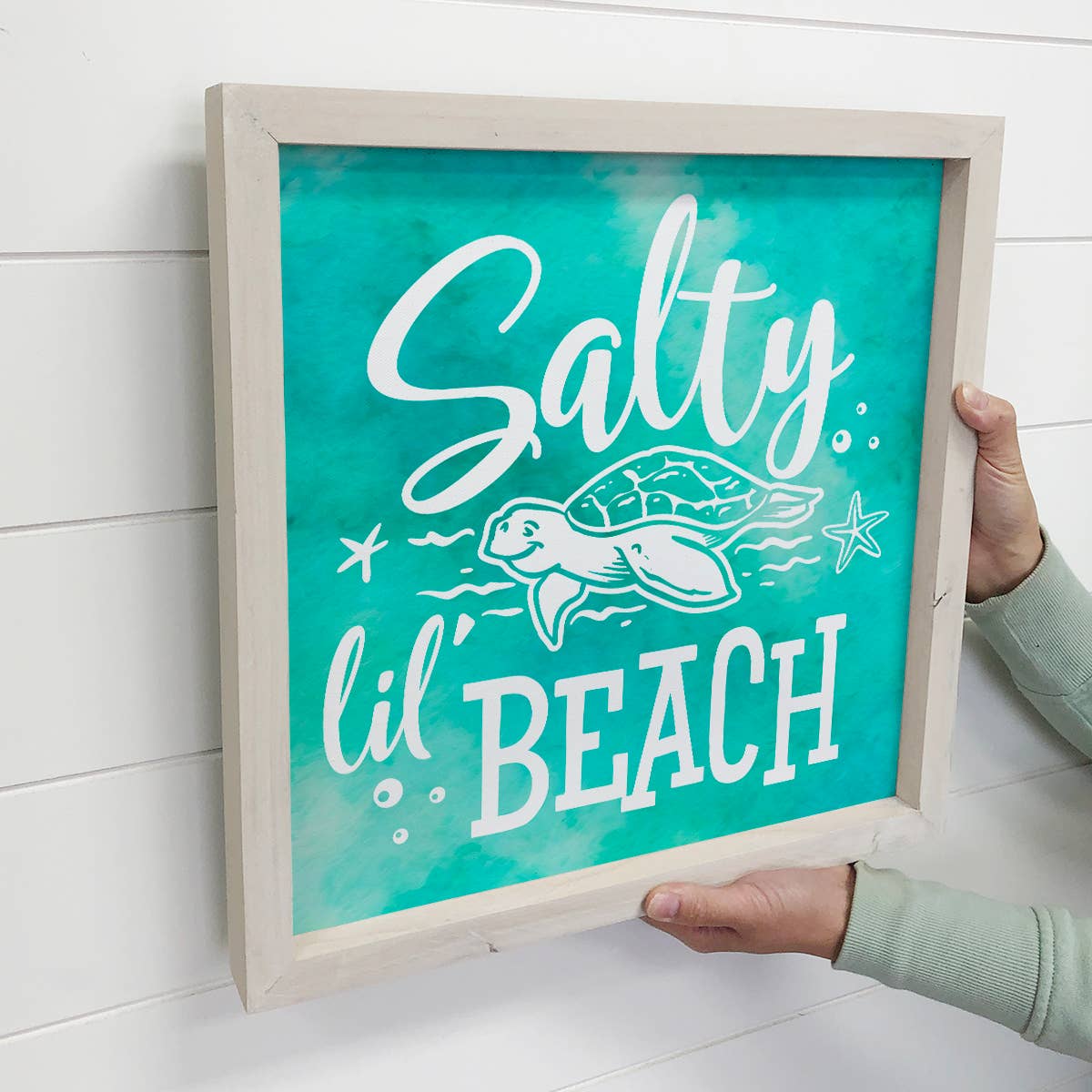 Salty Lil Beach - Beach Canvas Word Art - Wood Framed Decor