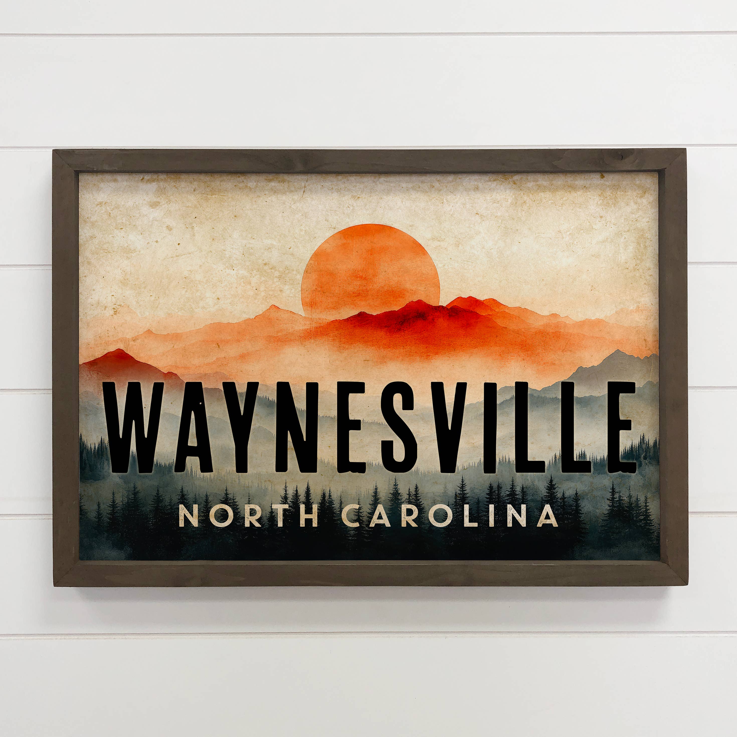 Burnt Orange Mountain Range - Custom Location Canvas Art