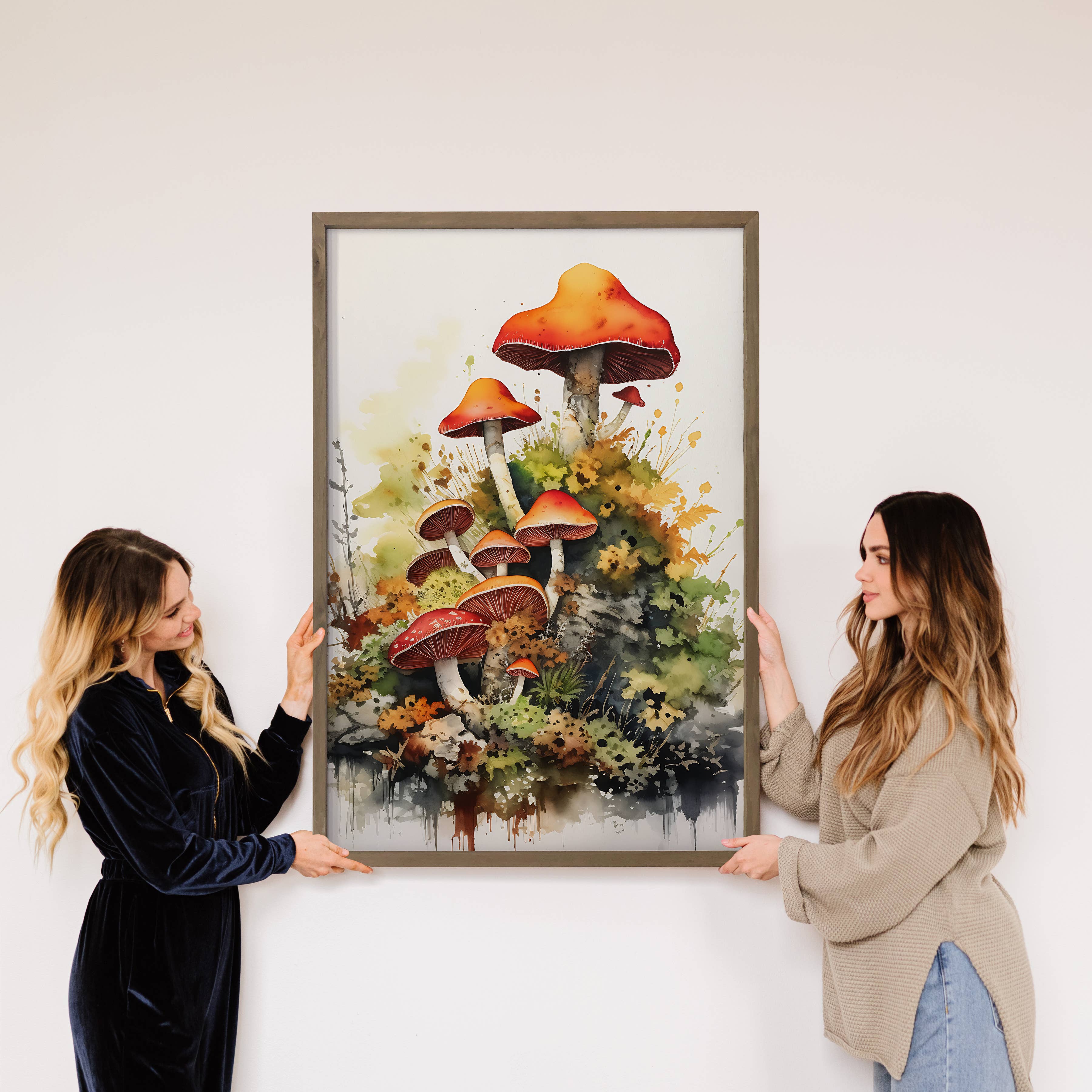 Mushroom Cluster - Nature Canvas Art - Wood Framed Wall Art