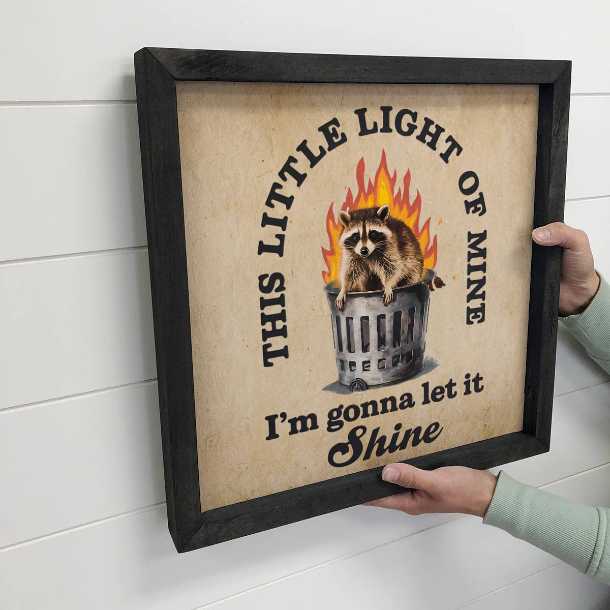 This Little Light of Mine Raccoon - Funny Raccoon Canvas Art