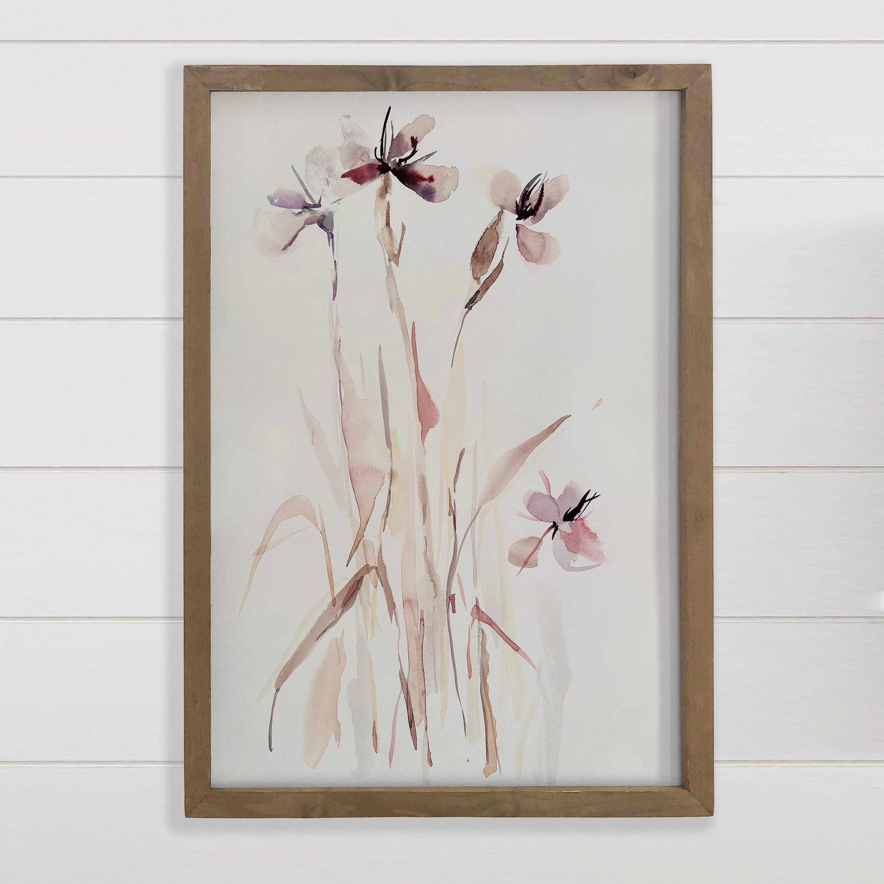 Romantic Wildflowers - Flower Canvas Art - Wood Framed Decor