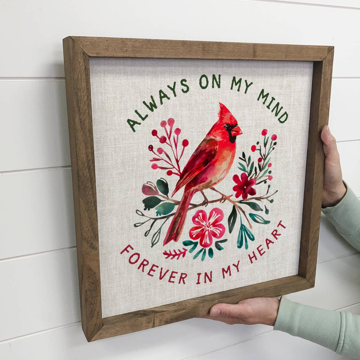 Always on My Mind Cardinal - Red Cardinal Canvas Art - Frame
