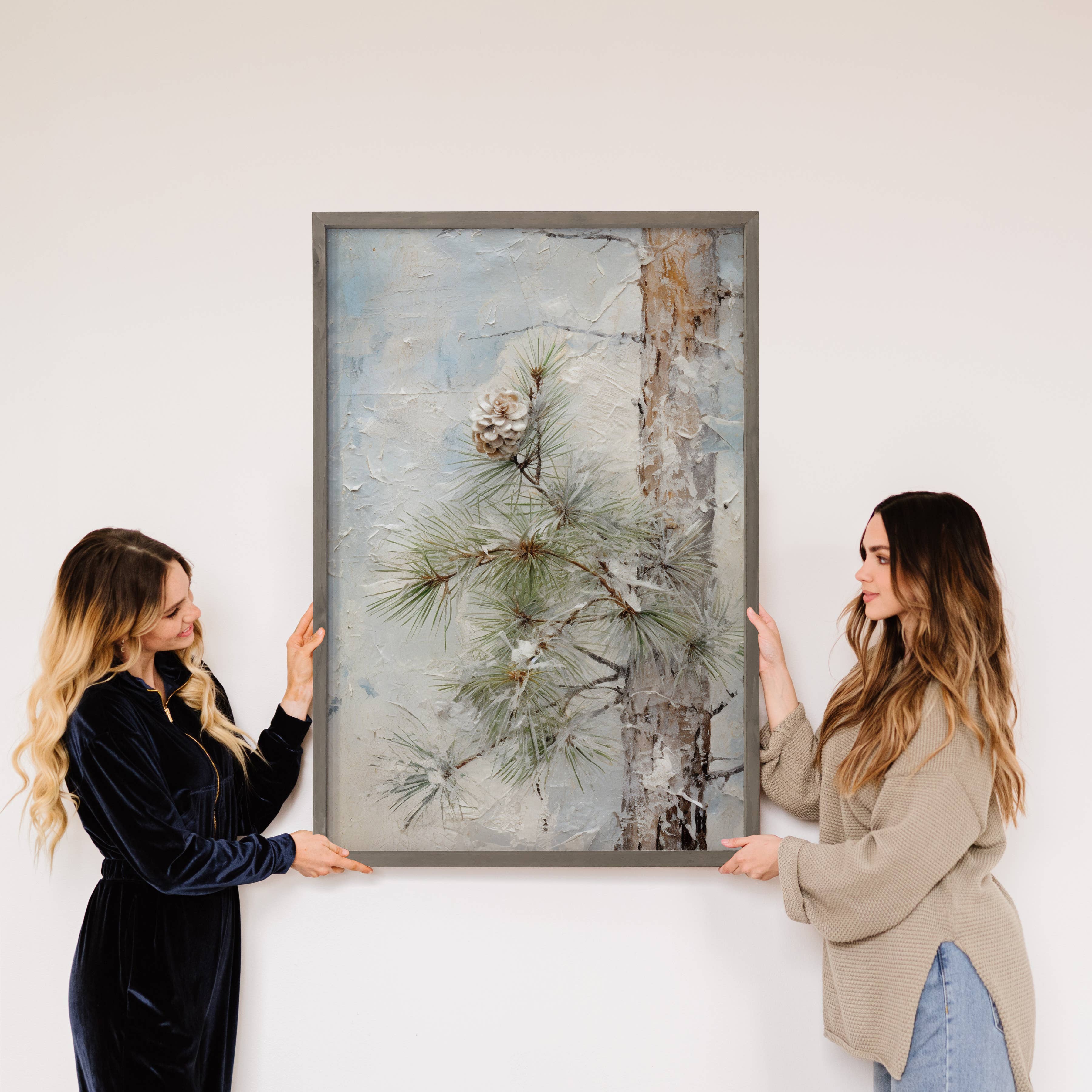 Pinecone Tree Painting - Pine Tree Canvas Art - Wood Framed