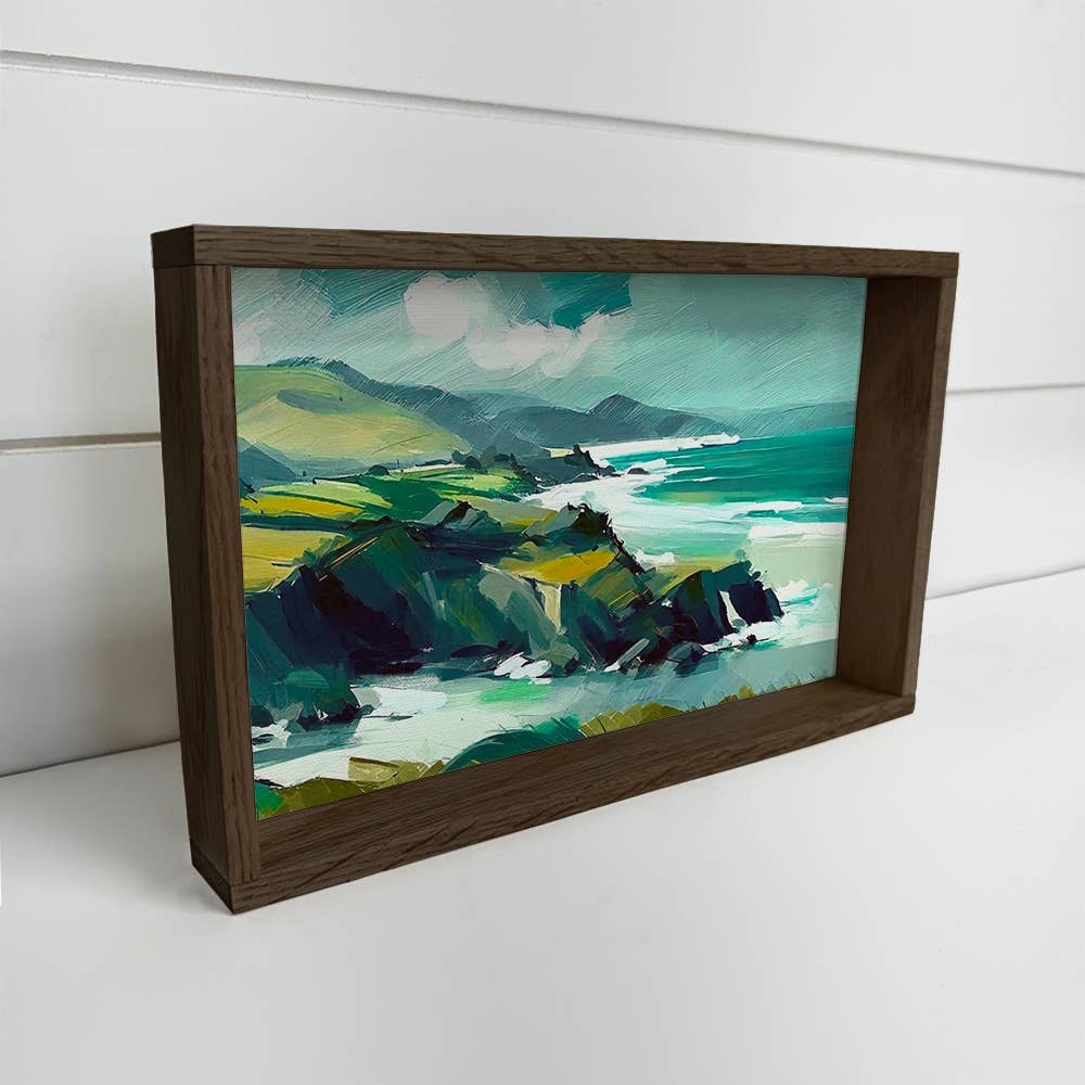 Rocks and Sea - Nature Landscape Canvas Art - Wood Framed