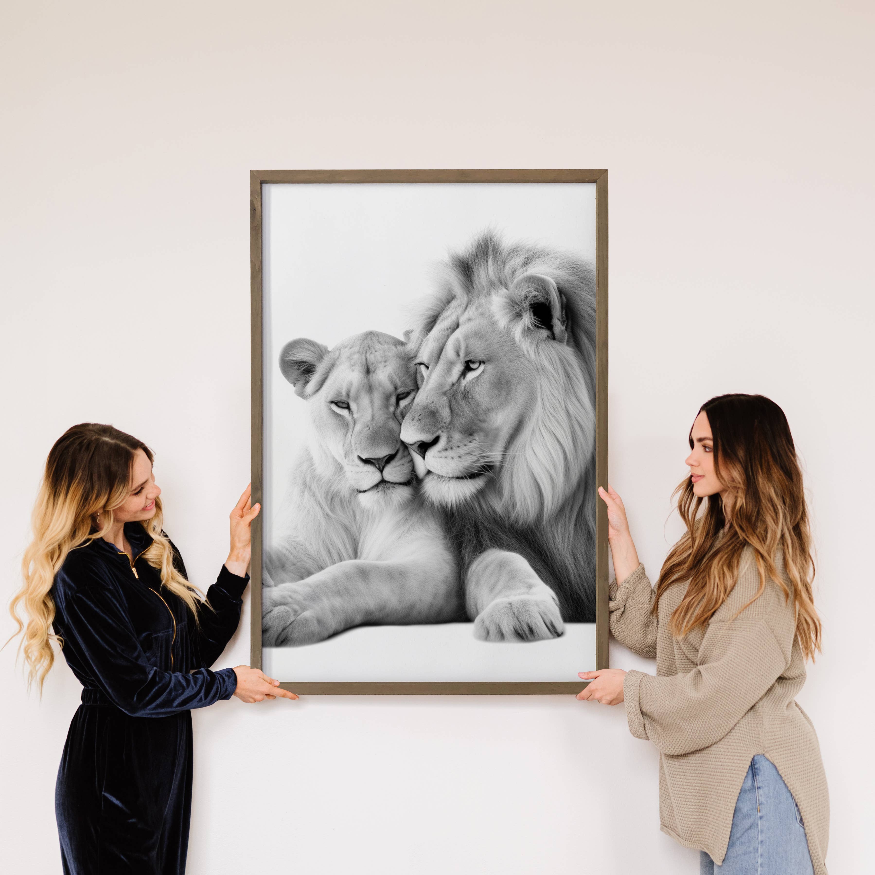 Lion and Lioness - Wildlife Photography Canvas Art - Framed