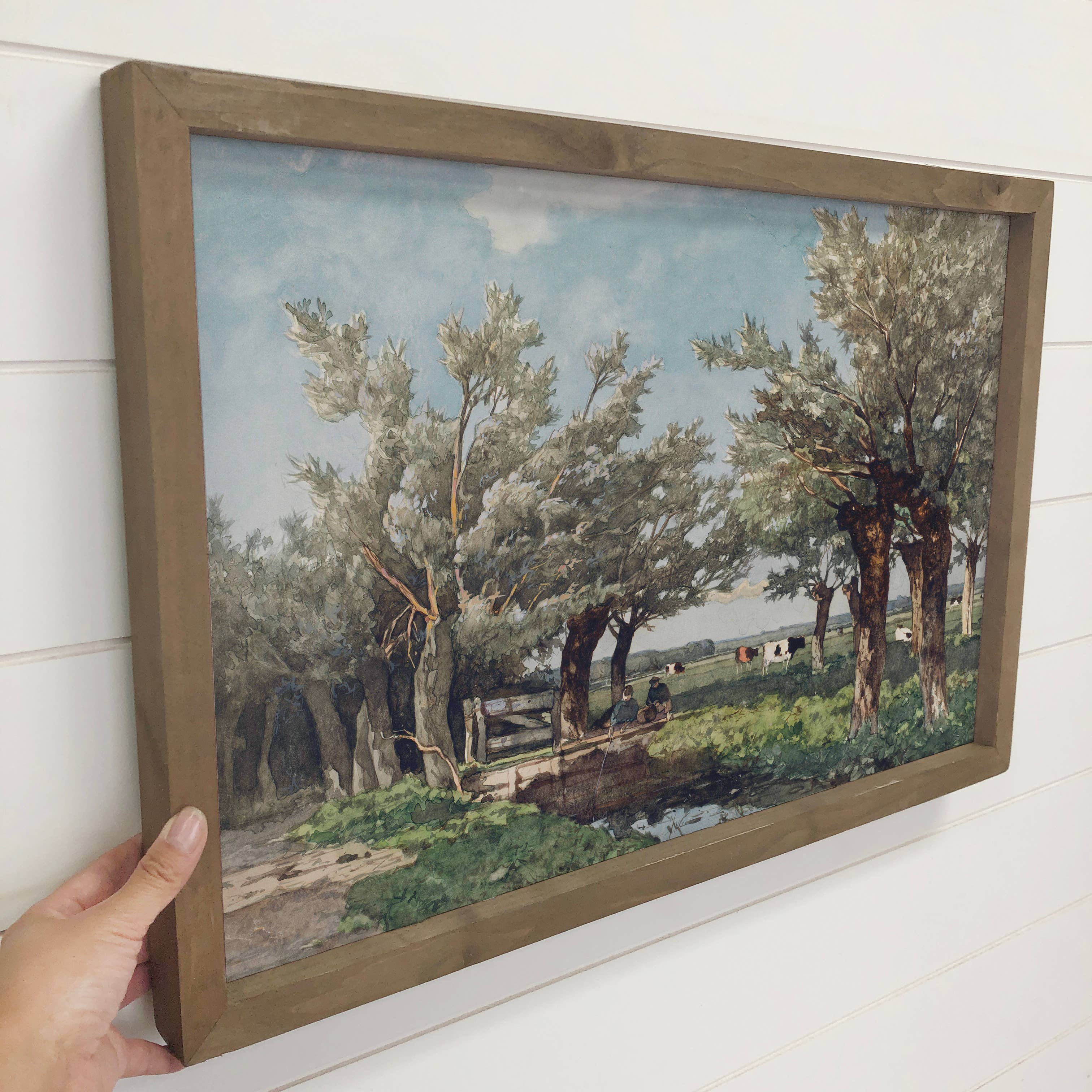 Fishing at the Cow Farm Ditch - Farmhouse Canvas Art