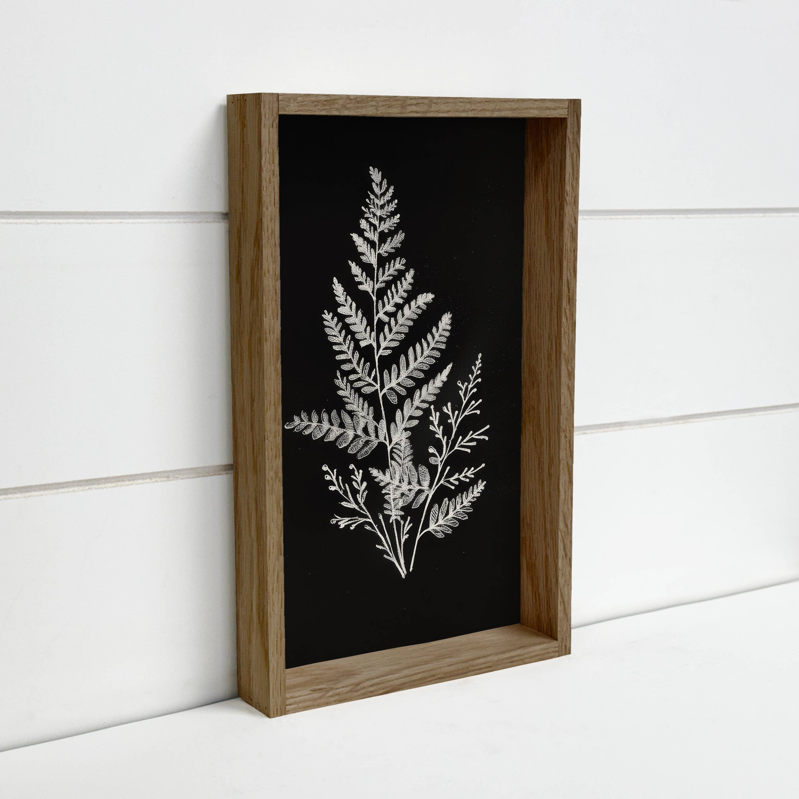 Black Background Leaves Drawing - Simple Nature Canvas Art