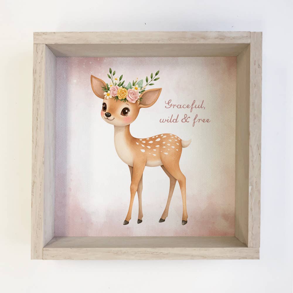 Graceful Wild and Free Deer - Cute Deer Canvas Art - Framed