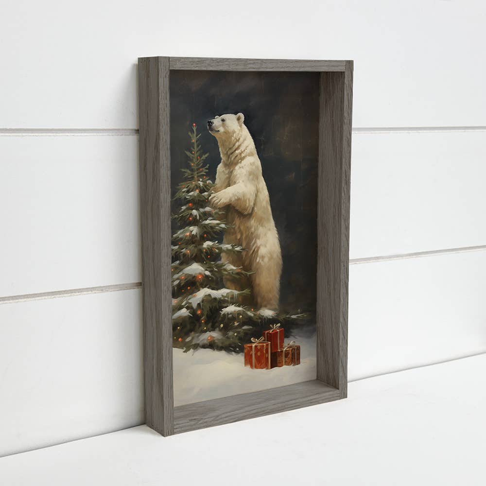 Polar Bear Christmas Tree - Christmas Animal Canvas Art