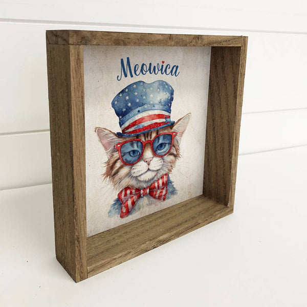 Meowica - Cute 4th of July Kitty - Funny America Cat Art