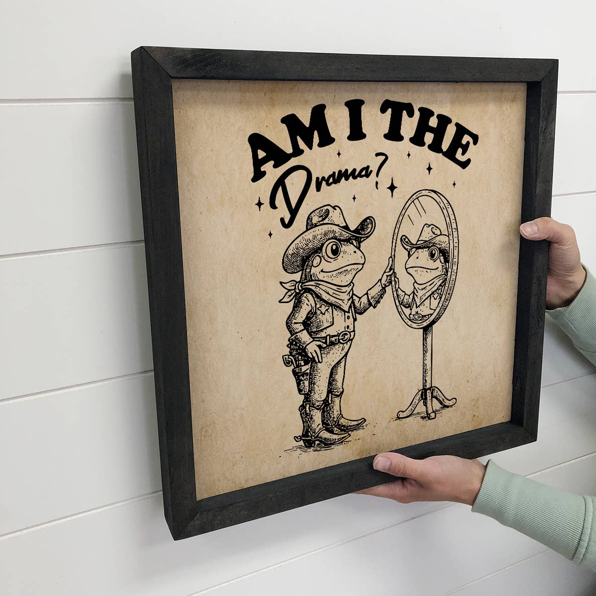 Frog Am I The Drama - Cute Frog Sketch Canvas Art - Framed