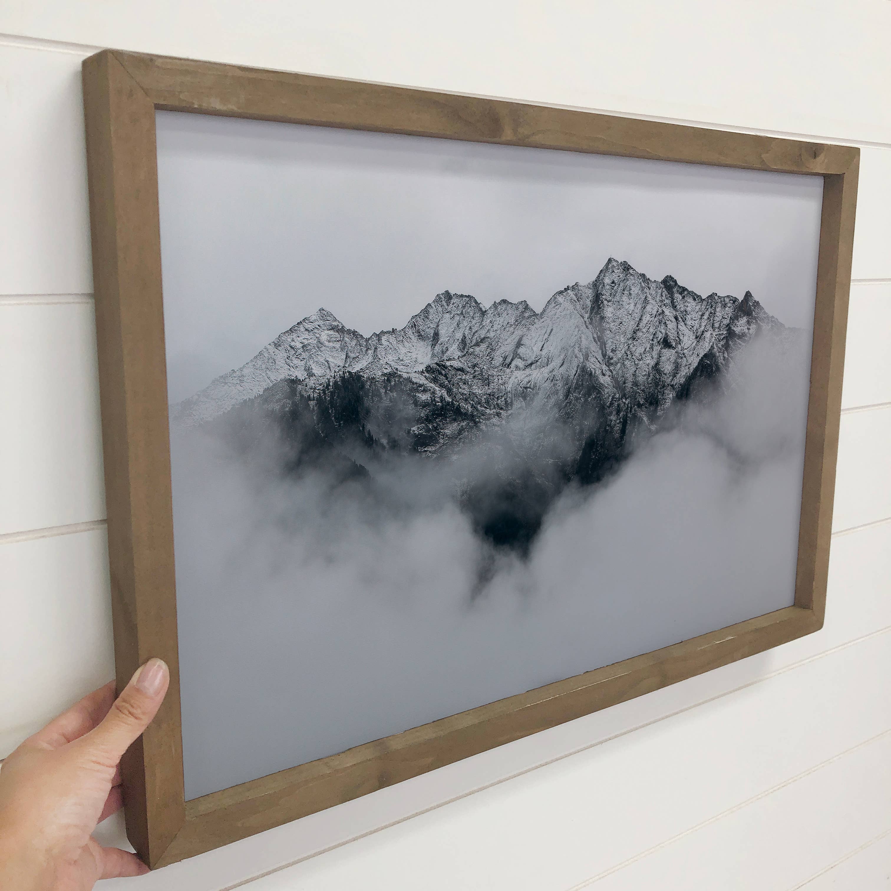 Foggy Mountains - Mountain Canvas Art - Wood Framed Artwork