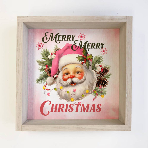 Pink Merry Merry Christmas - Cute Holiday Canvas Wall Art