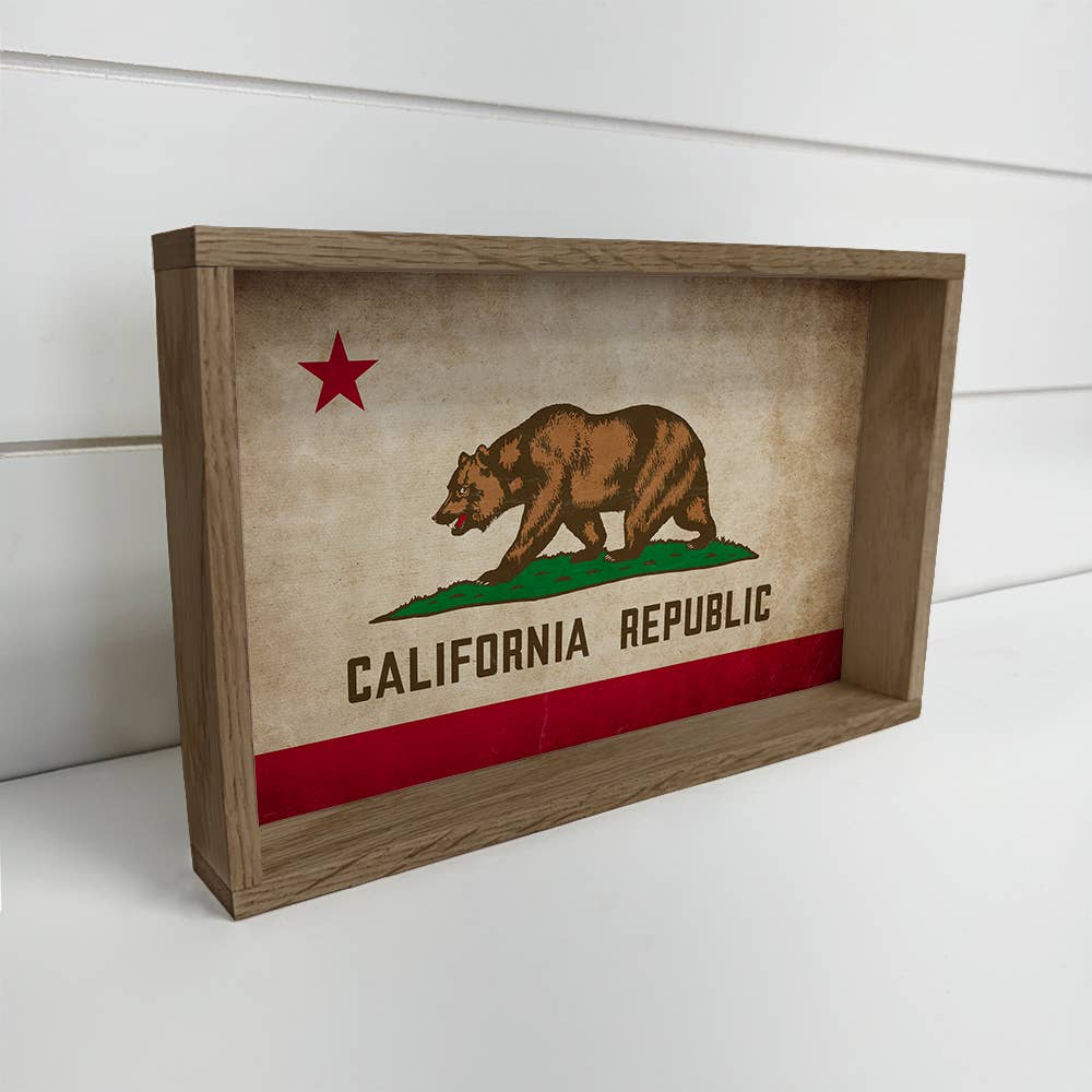 California Vintage Flag - Any State Framed Canvas Art