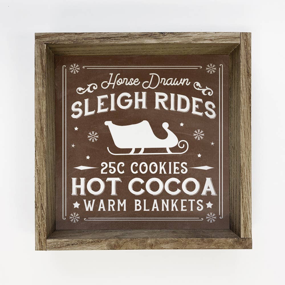 Horse Drawn Sleigh Rides - Christmas Canvas Art - Framed Art