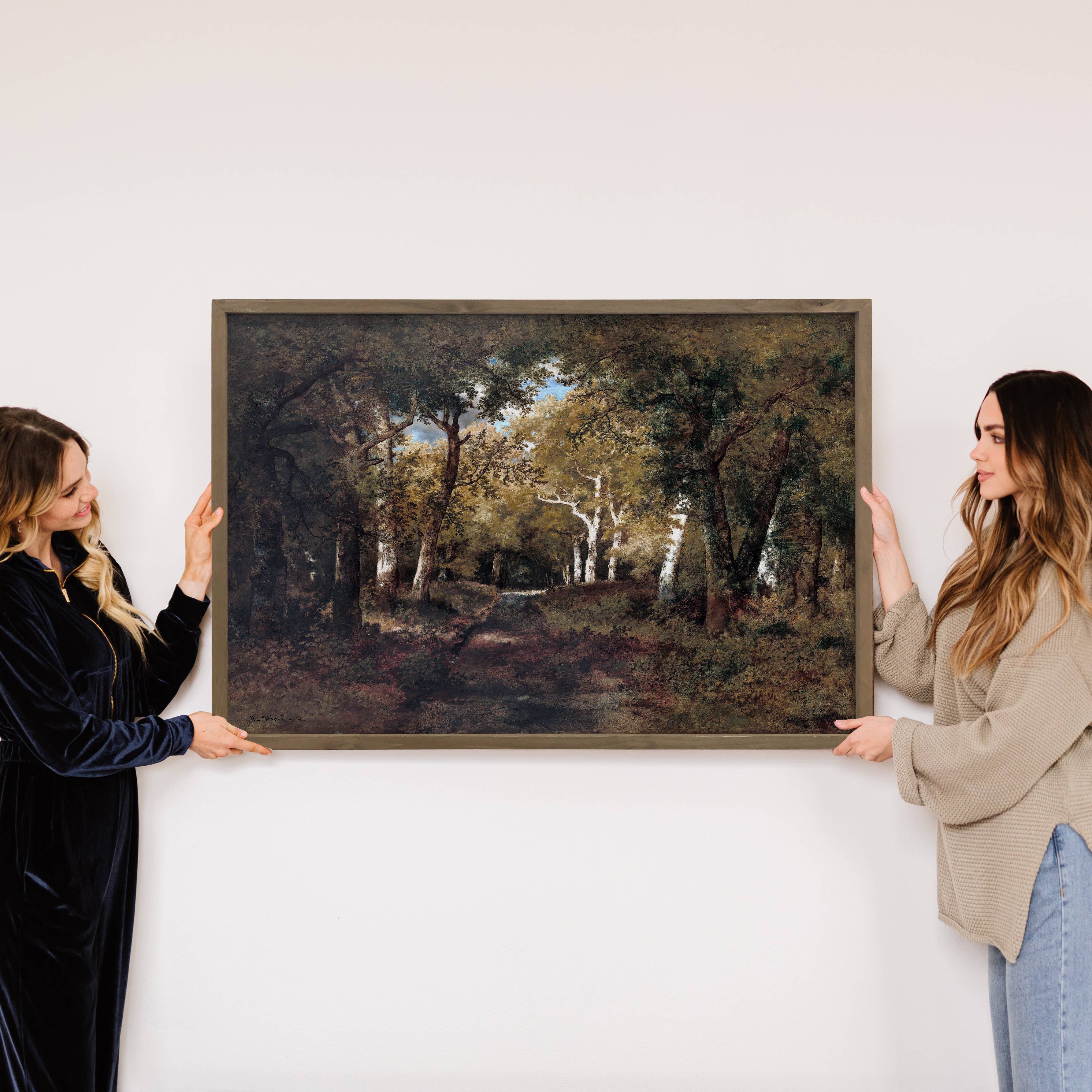 Thick Oak Forest - Forest Landscape Canvas Art - Wood Framed