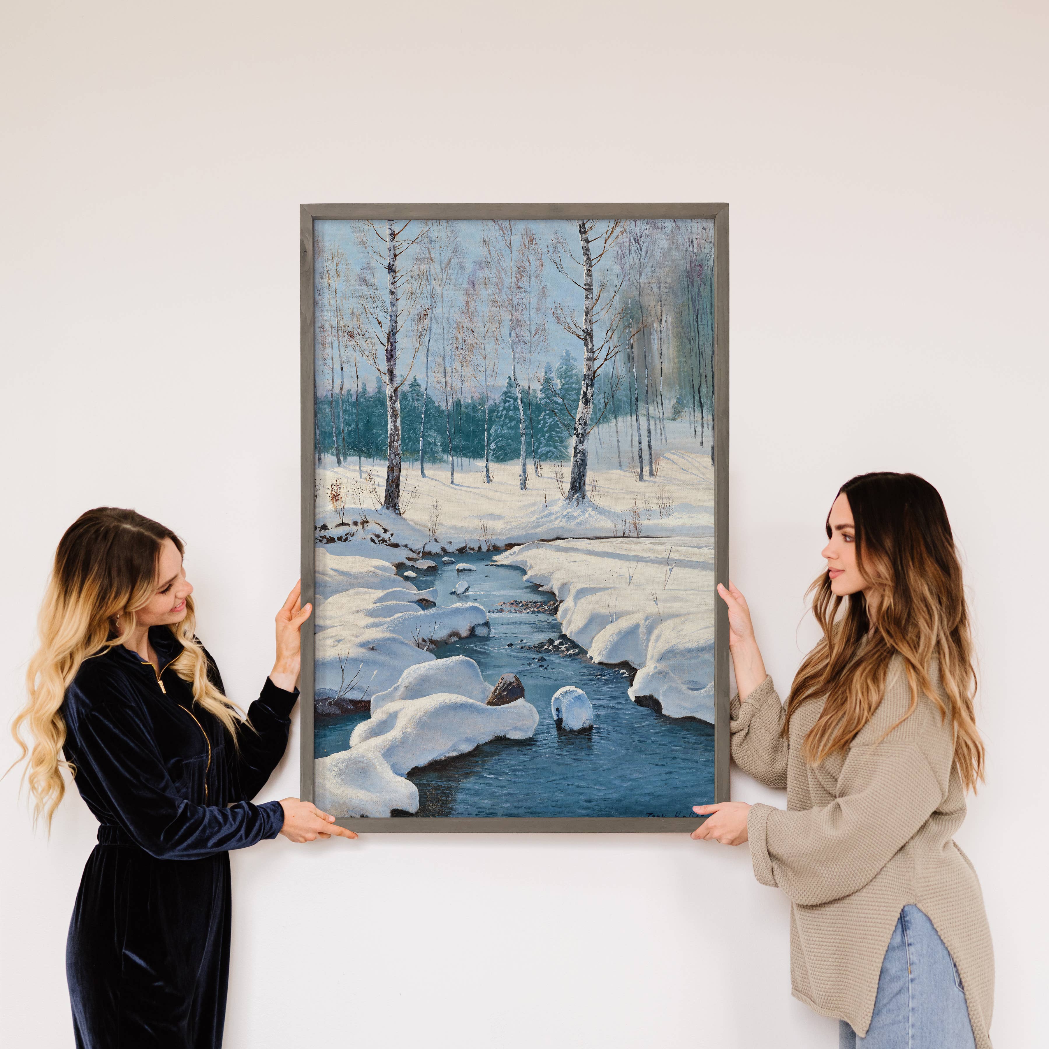 Snowy River - Winter Landscape Canvas Art - Wood Framed Art