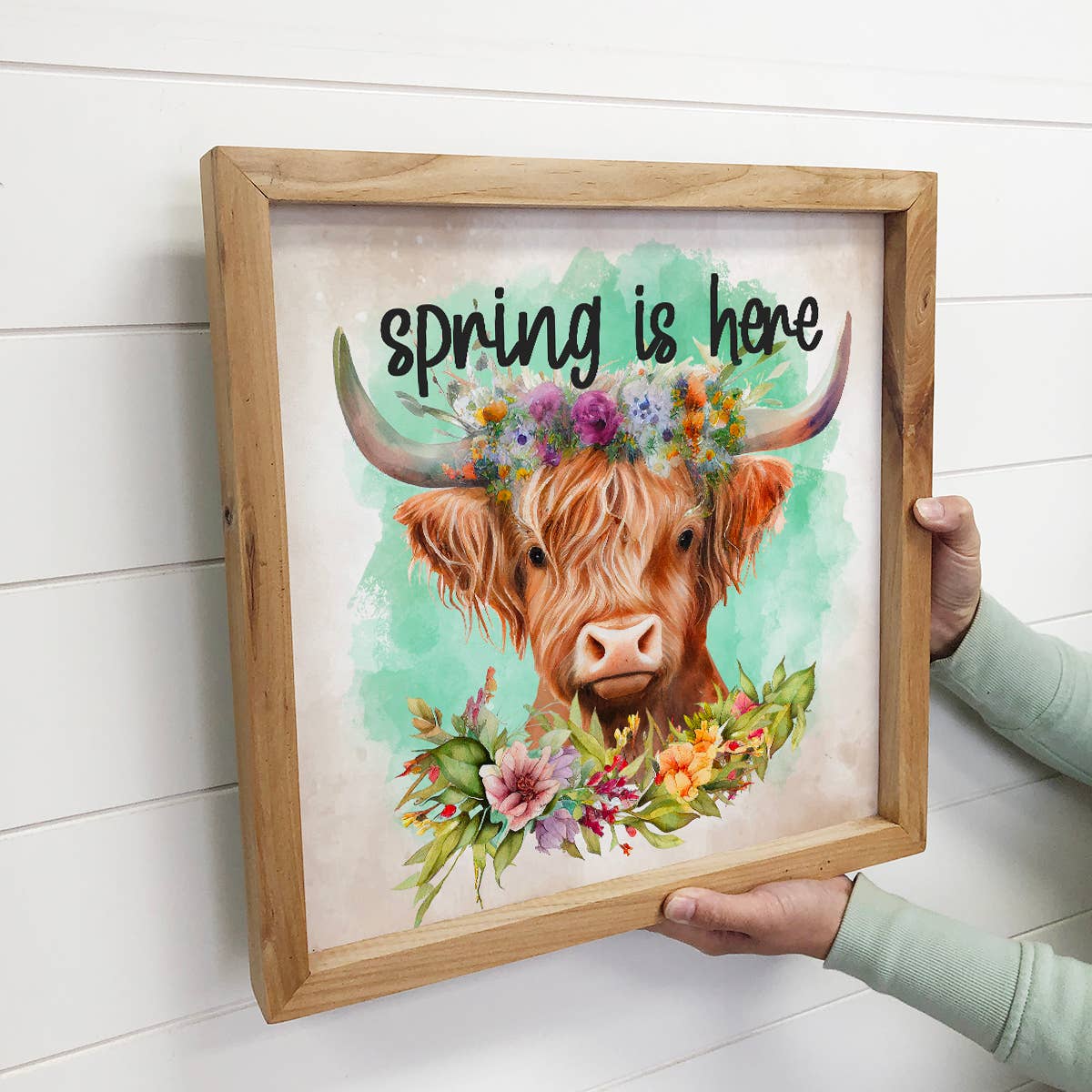 Spring Is Here Highland Cow - Cute Baby Cow - Spring Art