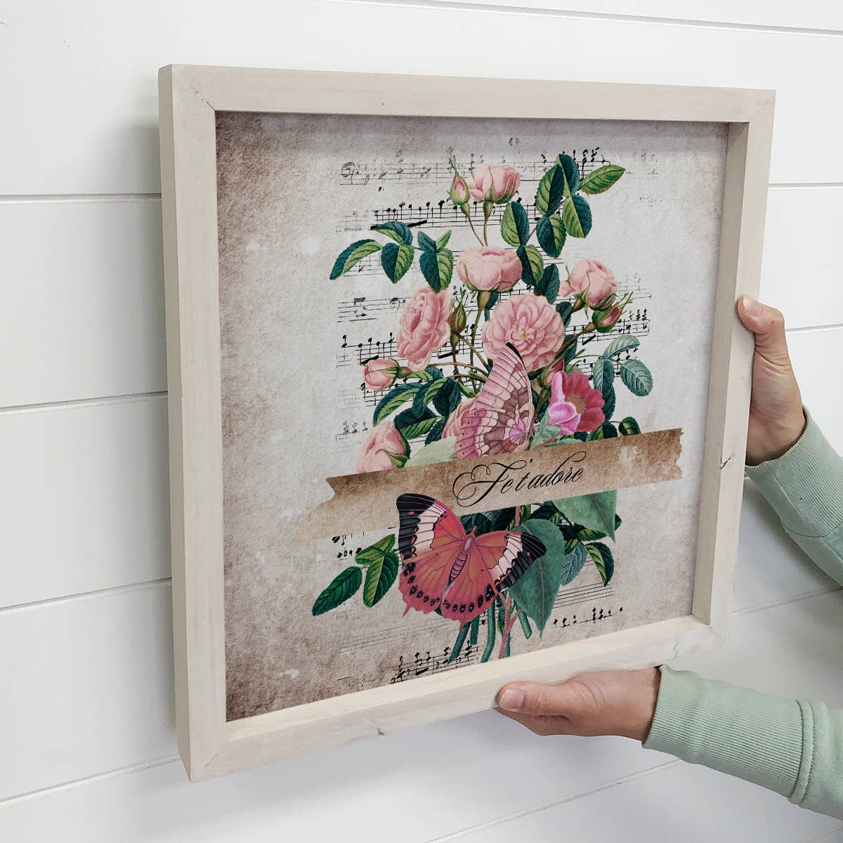 Je t'adore - I Adore You - Springtime Vintage Flower Sign