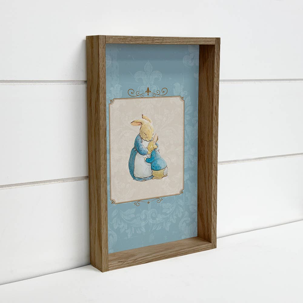 Peter Rabbit and Mom - Sweet Bunny Rabbit Canvas Art - Frame