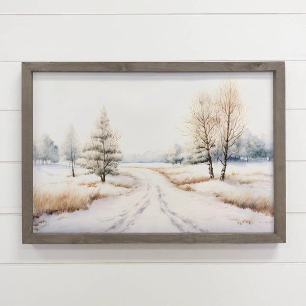 Winter Path - Winter Season Canvas Art - Wood Framed Artwork