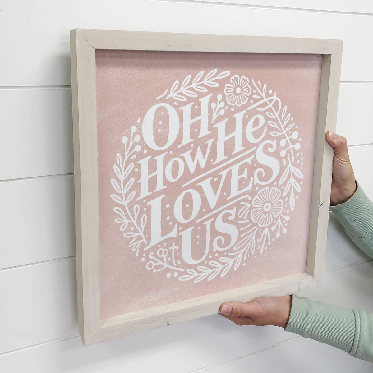 Oh How He Loves Us - Comforting Word Canvas Art - Framed Art