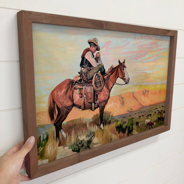 Cowboy Rancher - Ranch House Canvas Art - Wood Framed Decor