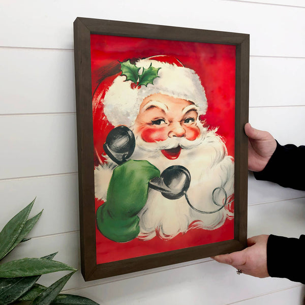 Santa Calling - Framed Christmas Art - Canvas Art with Frame
