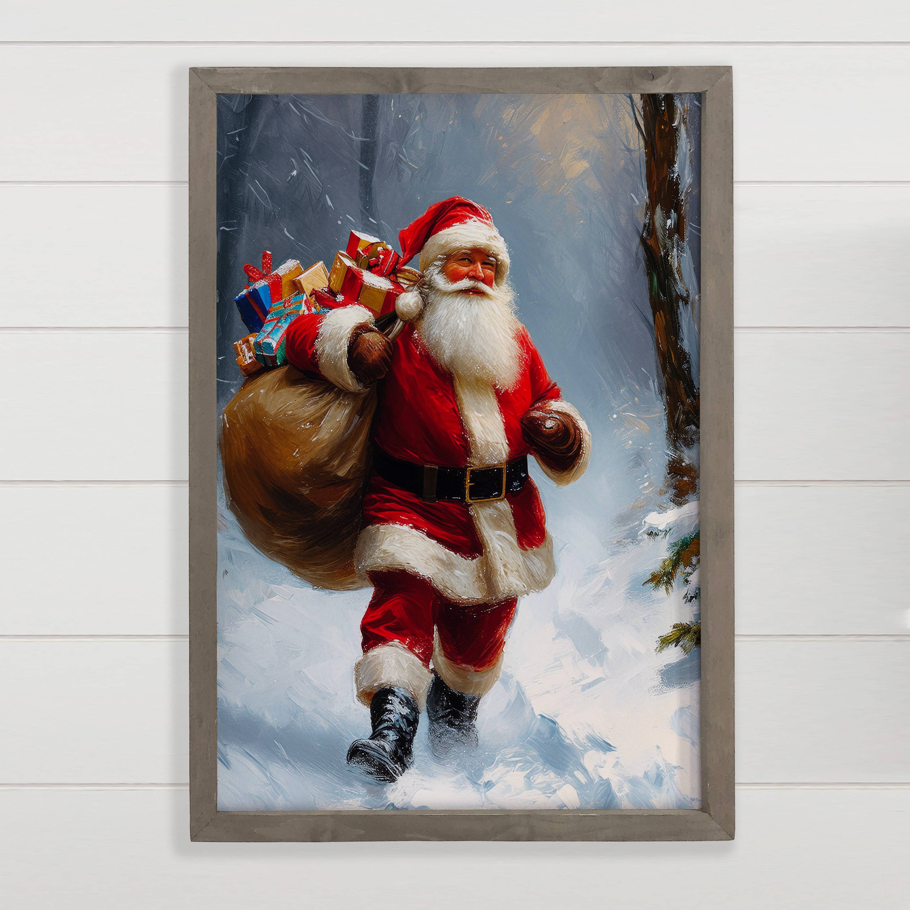 Santa Delivering Toys on Christmas - Christmas Canvas Art