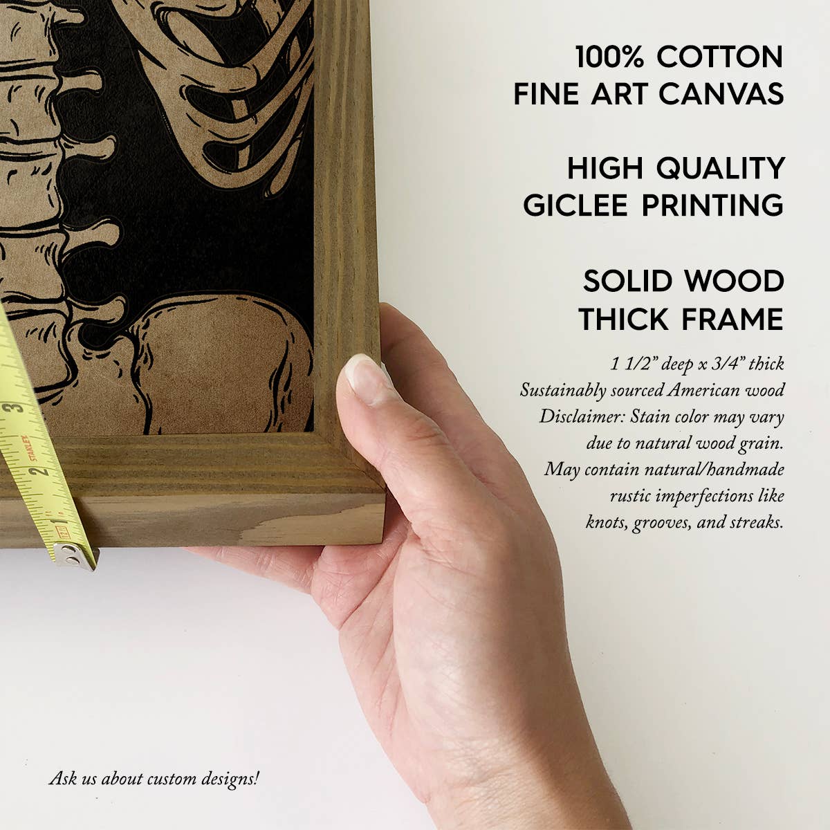 Skeleton Picking Nose - Skeleton Canvas Art - Wood Framed