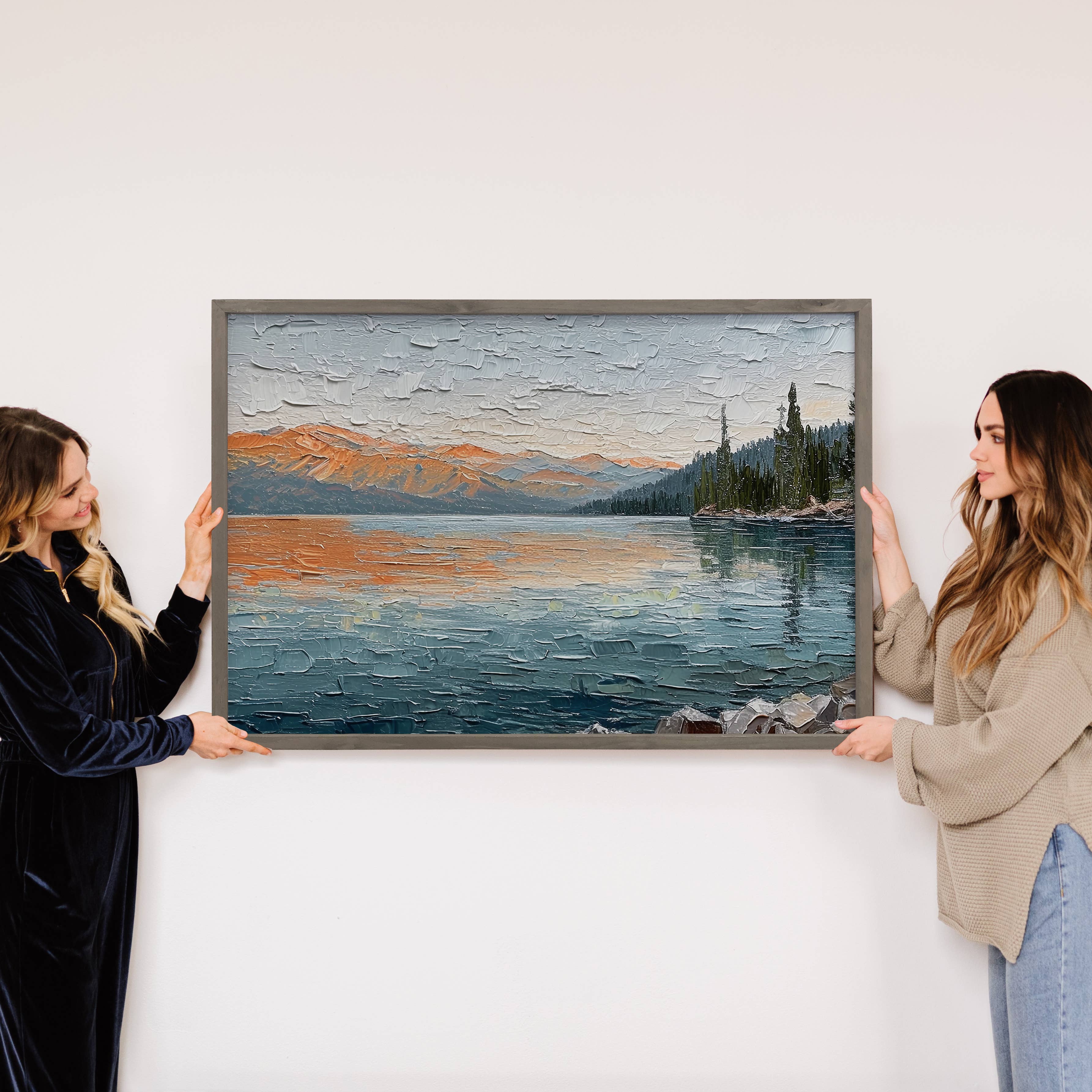 Blue Copper Lake Tahoe - Lake Landscape Canvas Art - Framed