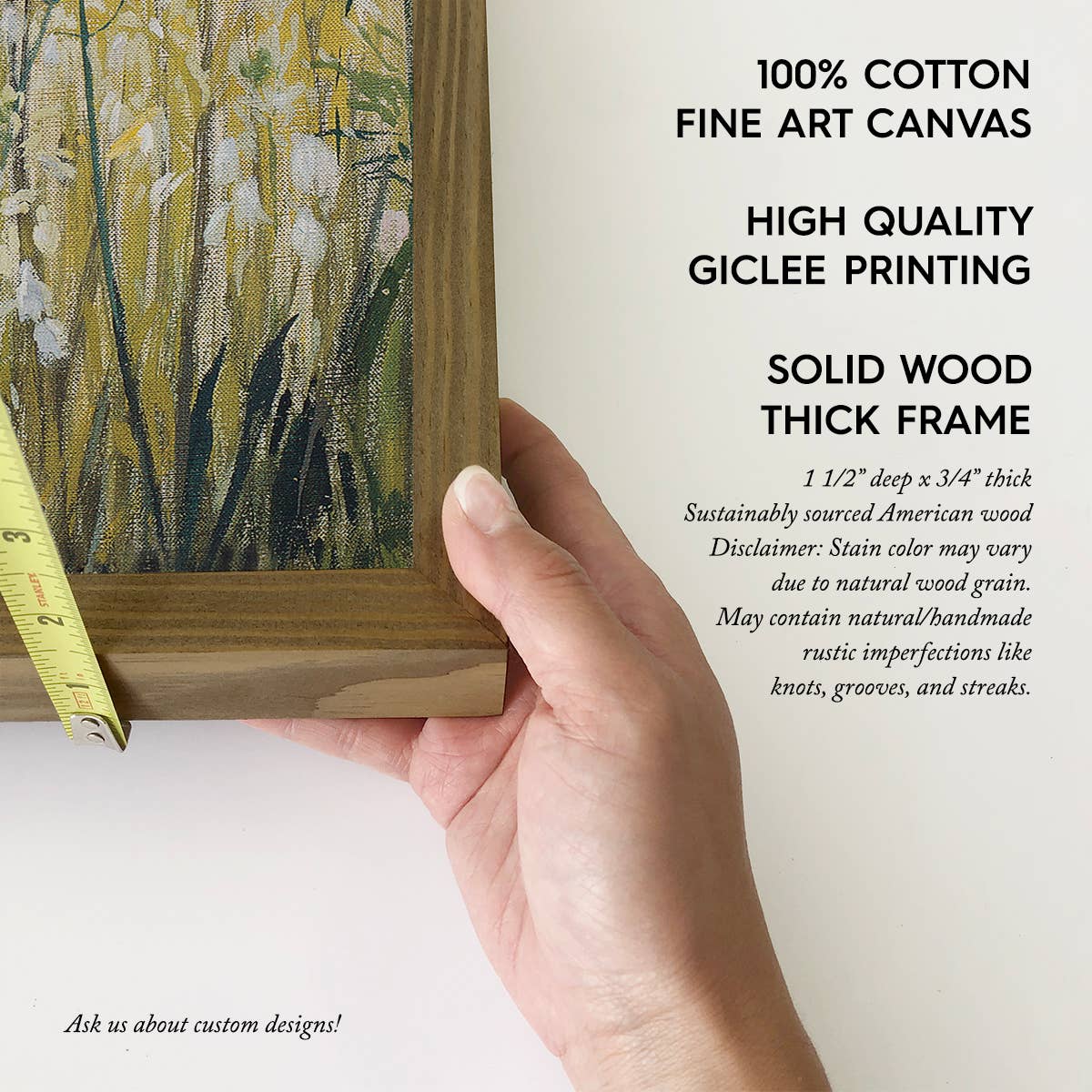 White Bellflower Meadow - Nature Canvas Art - Wood Framed