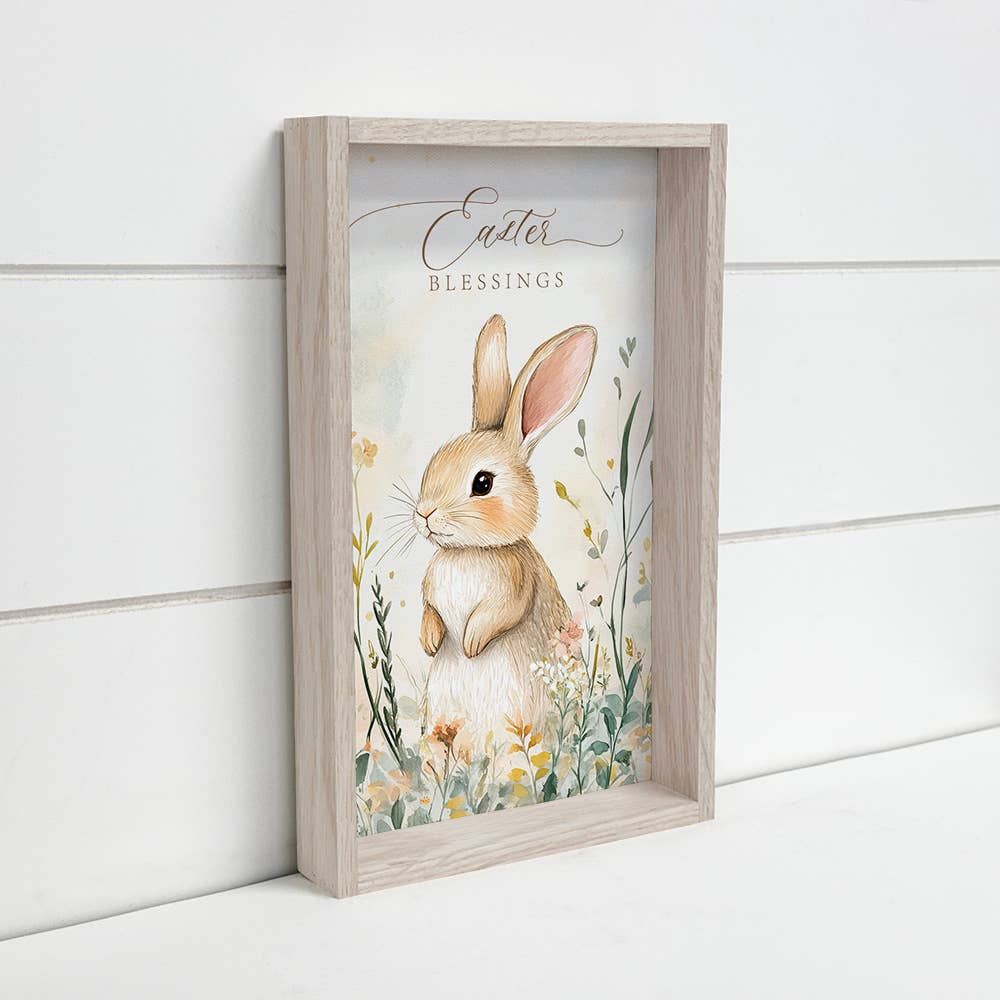 Sweet White Field Bunny - Bunny Canvas Art - Wood Framed Art
