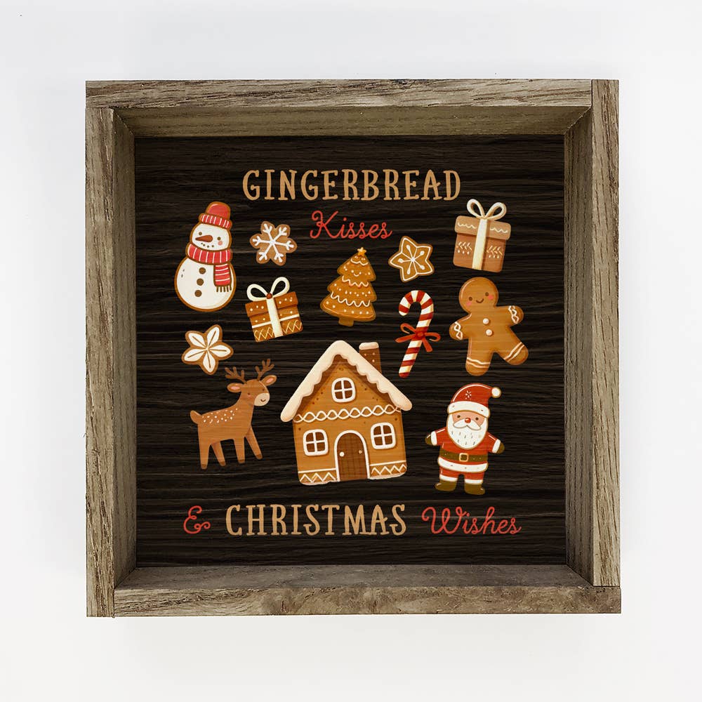 Gingerbread Kisses & Christmas Wishes - Christmas Canvas Art