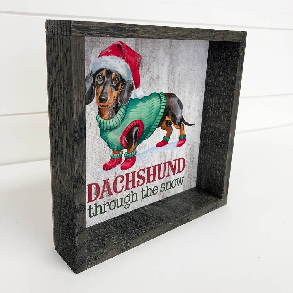 Dachshund Through the Snow - Cute Puppy Canvas Art - Framed