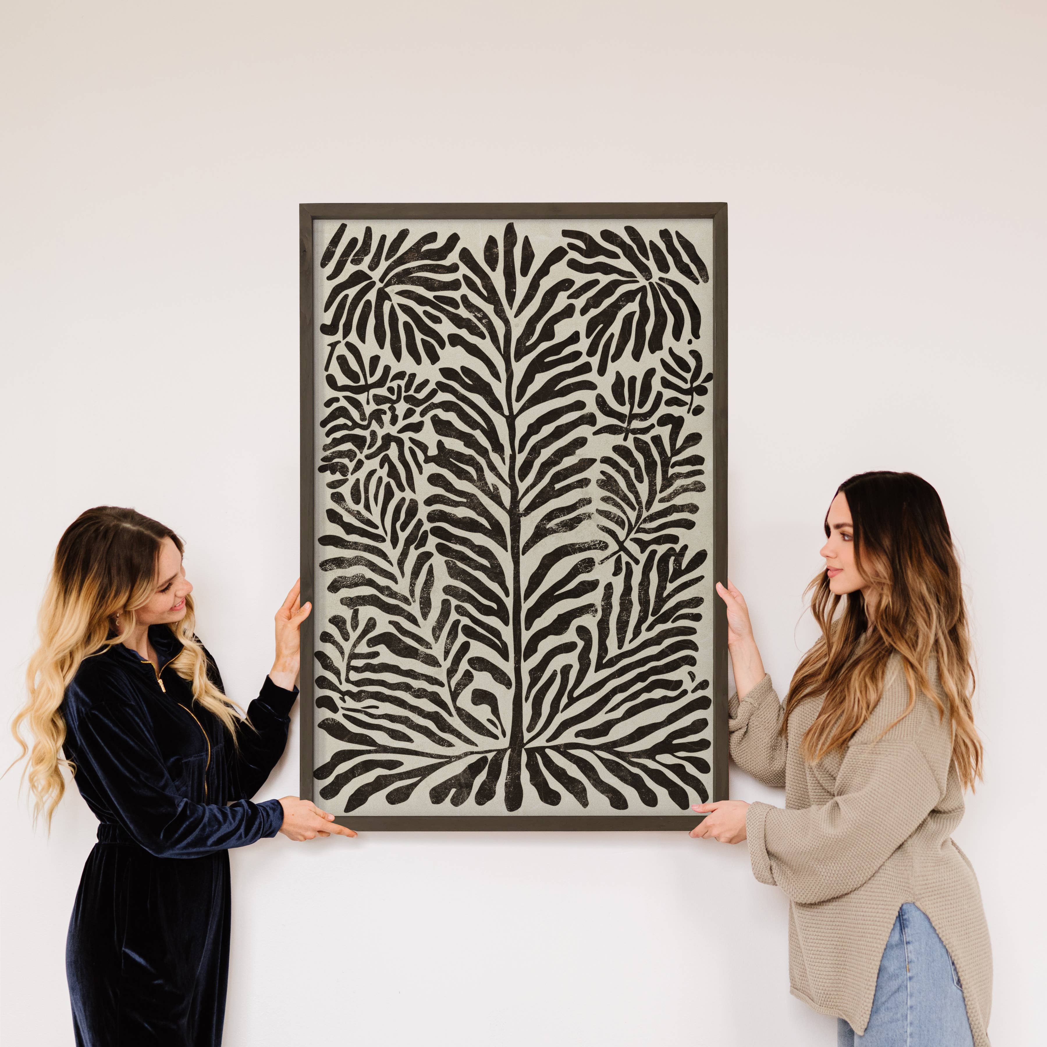 Botanical Leaf Pattern - Elegant Nature Canvas Art - Framed