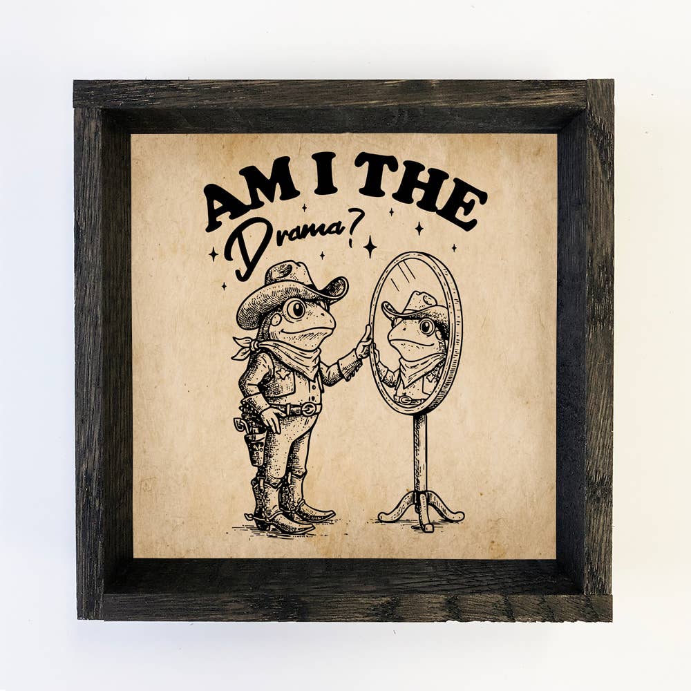 Frog Am I The Drama - Cute Frog Sketch Canvas Art - Framed