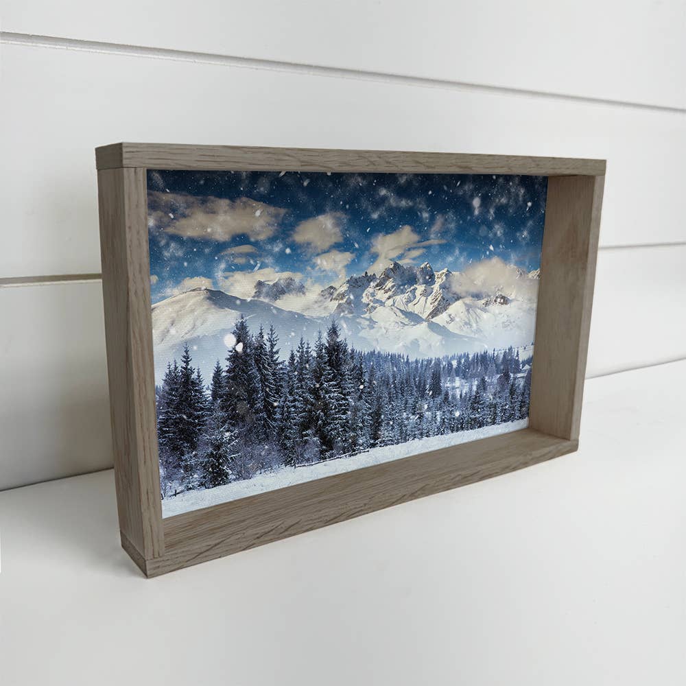 Snowy Alpine Winter - Mountain Lodge Canvas Art - Framed Art