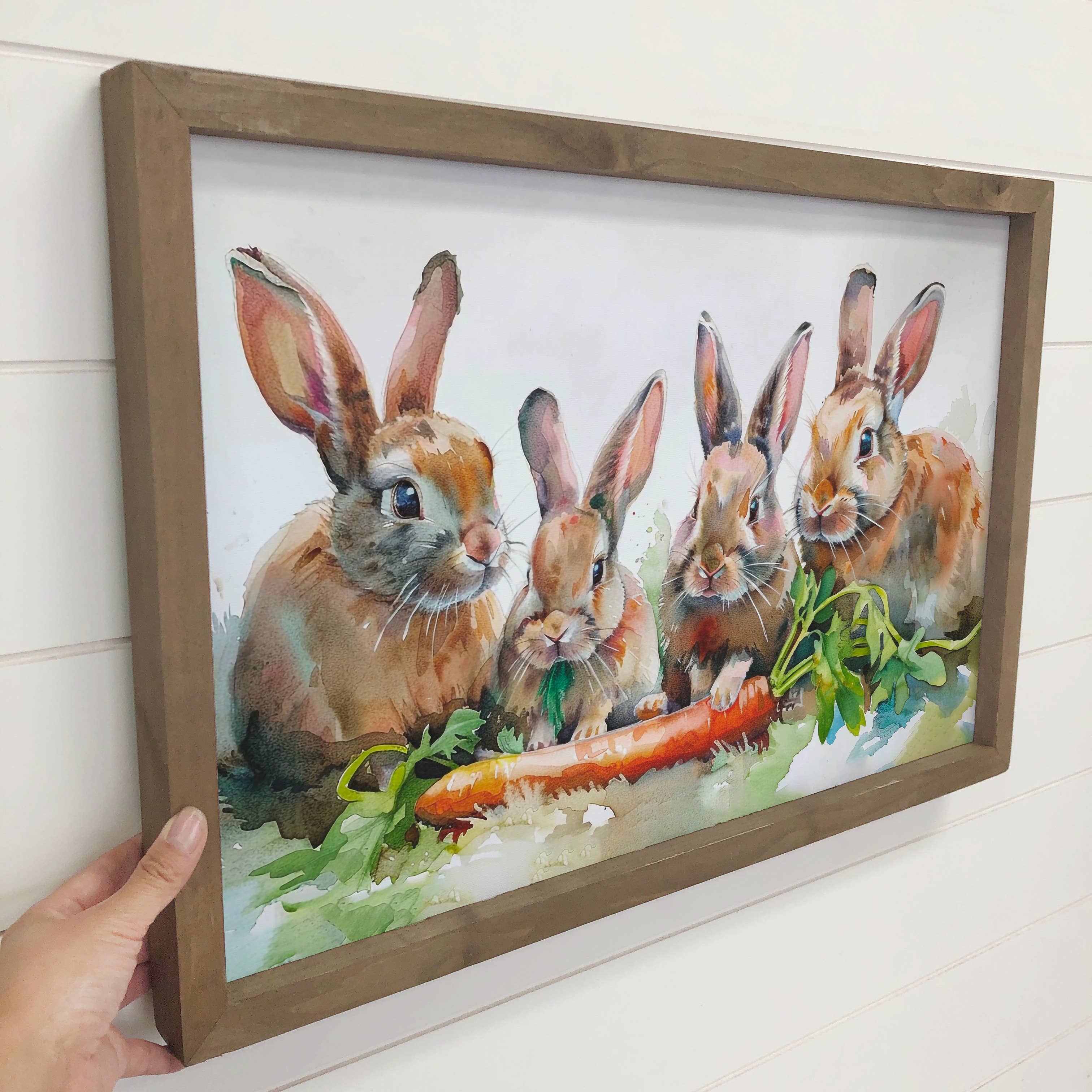 Bunnies Easter Carrot Feast - Sweet Bunny Canvas Art