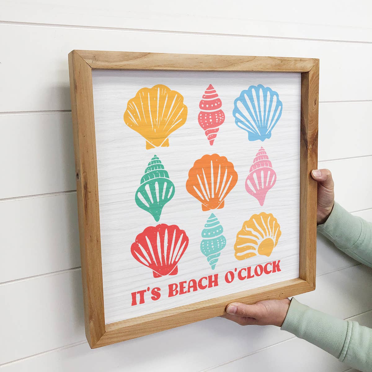 It's Beach O'Clock - Seashell Canvas Art - Wood Framed Art