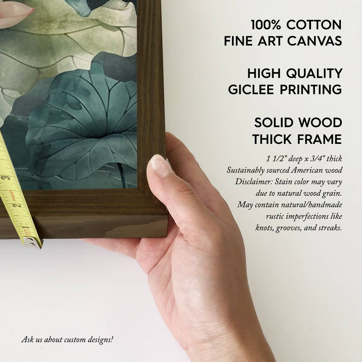 Lotus Watercolor - Flower Canvas Art - Wood Framed Wall Art