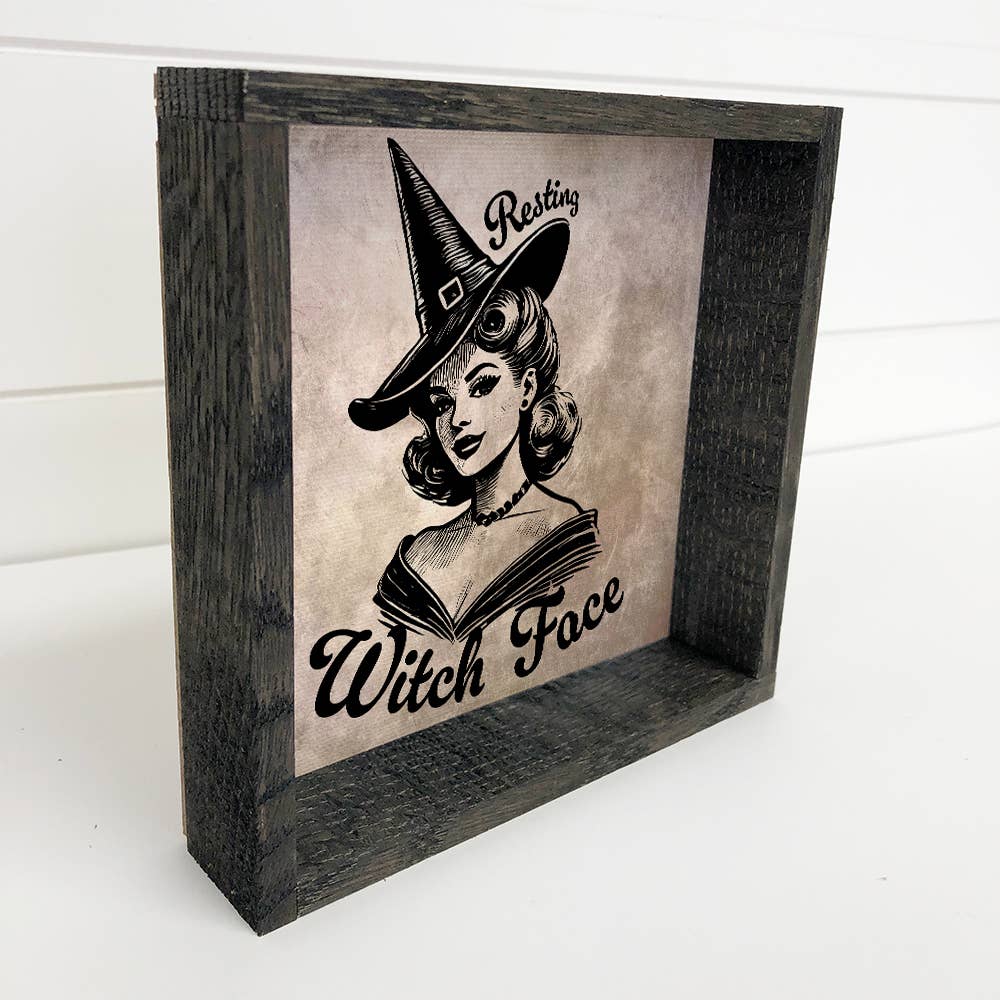 Resting Witch Face Pin Up Girl - Halloween Canvas Art