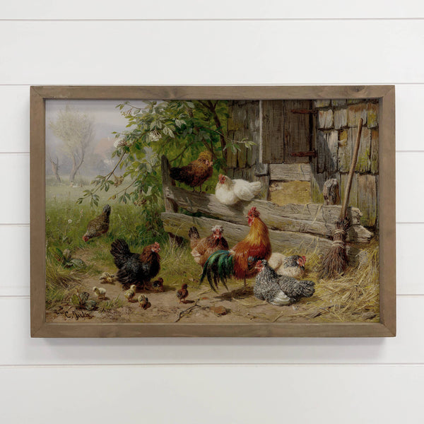 Vintage German Chicken Painting - Chicken Canvas Art